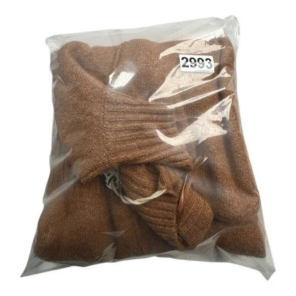 PINK ROSE Caramel Mock Neck Ribbed Knit Sweater Women's Size L - Picture 9 of 9